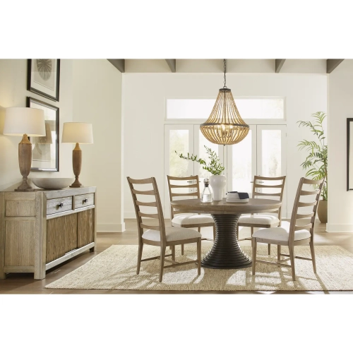 Panama Jack 50th Anniversary 6 Piece Dining Set in Brown Wood & Neutral Fabric