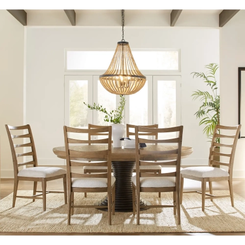 Panama Jack 50th Anniversary 7 Piece Dining Set in Brown Wood & Neutral Fabric