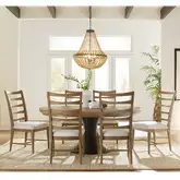 Panama Jack 50th Anniversary 7 Piece Dining Set in Brown Wood & Neutral Fabric
