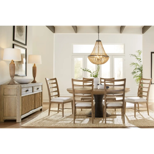 Panama Jack 50th Anniversary 8 Piece Dining Set in Brown Wood & Neutral Fabric