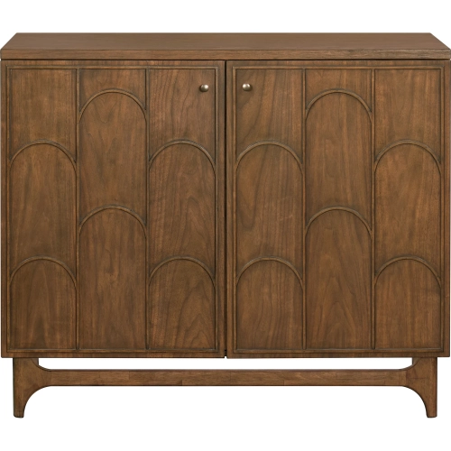 Curations 2-Door Scalloped Console Sideboard TV Stand in Walnut Brown Finish