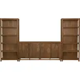 Curations Wall Unit 3-Piece Console & Bookcases Set in Walnut Brown Finish