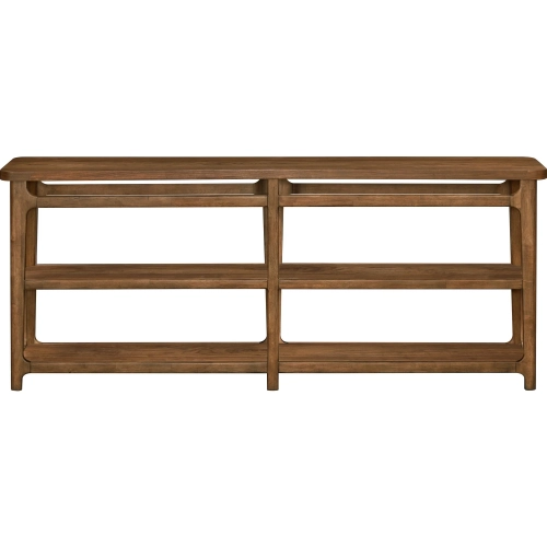 Curations Hall Console Table with Open Shelving in Walnut Brown Finish