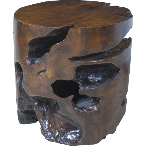 Organics Cylinder Side Table in Natural Brown Teak Wood