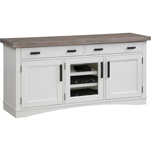 Americana Modern 63" TV Stand Console with Power in Cotton White Wood
