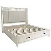 Americana Modern Queen Shelter Bed in Cotton White & Neutral Fabric