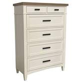 Americana Modern 6 Drawer Chest in Cotton White & Weathered Oak