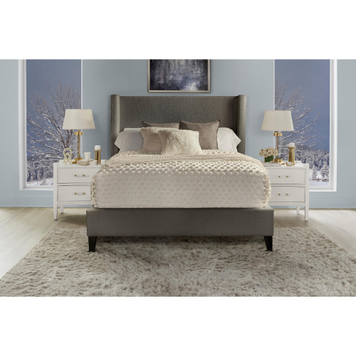 Angel King Bed in Himalaya Charcoal Grey Fabric
