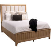 Escape Queen Panel Bed in Glazed Natural Oak & Neutral Fabric