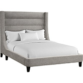 Jacob Queen Bed in Channel Tufted Luxe Light Grey Fabric