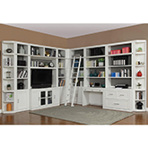 Catalina 13 Piece Office Entertainment Corner Wall in Cottage White Wood