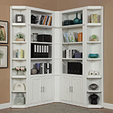 Catalina 5 Piece Corner Bookcase Wall in Cottage White Wood
