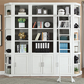 Catalina 6 Piece Library Bookcase Wall in Cottage White Wood