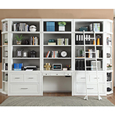 Catalina 9 Piece Desk & File Bookcase Wall in Cottage White Wood