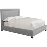 Cody King Bed Mineral Grey Fabric with Nailhead Trim