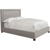 Cody Queen Bed in Cork Natural Fabric with Nailhead Trim