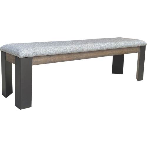 Cedar Fork Dining Bench in Smoked Brown Wood & Gray Fabric