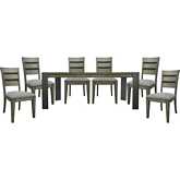 Cedar Fork 7 Piece Dining Set in Arabica Brown Wood & Neutral Fabric