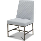 Diamond Dining Chair in Quilted Natural Light Grey Fabric & Bronze (Set of 2)