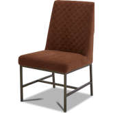 Diamond Dining Chair in Quilted Rust Fabric & Bronze (Set of 2)
