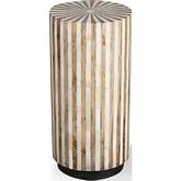 Crossings Downtown Round Side End Table in Mango Wood with Bone Inlay