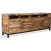Crossings Downtown 86" TV Stand Console in Amber Mango Wood & Iron