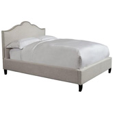 Jamie King Bed in Flour Natural Fabric with Nailhead Trim