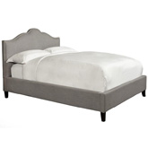 Jamie California King Bed in Falstaff Grey Fabric with Nailhead Trim