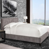 Jody King Bed in Tufted Cornflower Grey Fabric