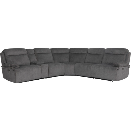 Alpine 6 Piece Power Zero Gravity Sectional Sofa in Airy Midnight Grey Fabric