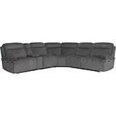 Alpine 6 Piece Power Zero Gravity Sectional Sofa in Airy Midnight Grey Fabric