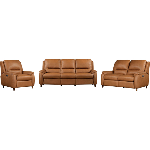 Austin 3 Piece Power Reclining Sofa Set in Caramel Cream Top Grain Leather
