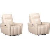 Bradford Power Zero Gravity Recliner in Steamboat Quartz Cream Top Grain Leather (Set of 2)