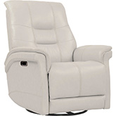 Carnegie Power Cordless Swivel Glider Recliner in Ivory Top Grain Leather