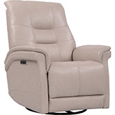 Carnegie Power Cordless Swivel Glider Recliner in Linen Top Grain Leather