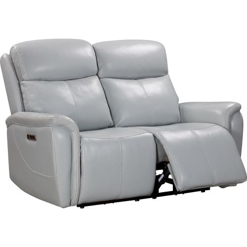 Cascade Power Reclining Loveseat in Seamist Pale Blue Grey Leather