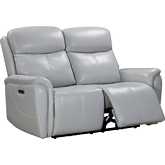 Cascade Power Reclining Loveseat in Seamist Pale Blue Grey Leather