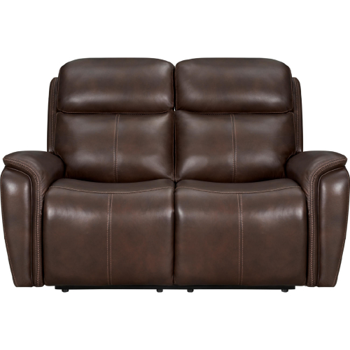 Cascade Power Reclining Loveseat in Auburn Brown Leather