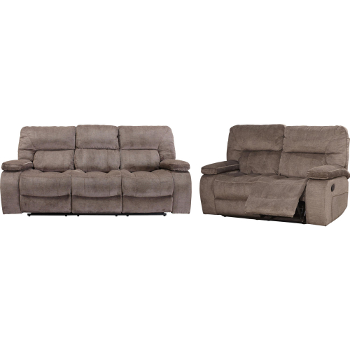 Chapman 2 Piece Manual Reclining Sofa Set in Kona Brown Chenille Fabric