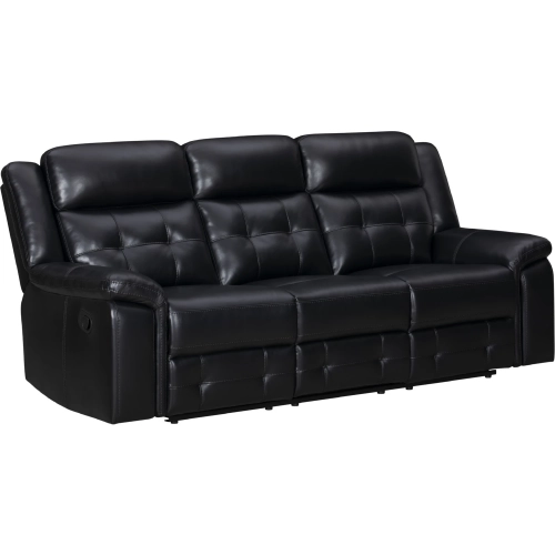 Clayton Manual Sofa in Phantom Black Leatherette