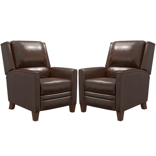 Connor Cordless Power High Leg Recliner with Power by FreeMotion in Brown Leather (Set of 2)