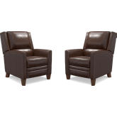 Connor Manual Recliner in Espresso Brown Top Grain Leather (Set of 2)