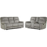 Cooper 2 Piece Manual Reclining Sofa Set in Shadow Natural Beige Fabric
