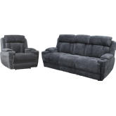 Dalton Power Reclining Sofa & Recliner Set in Charcoal Gray Fabric