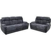 Dalton Power Reclining Sofa & Loveseat Set in Charcoal Gray Fabric