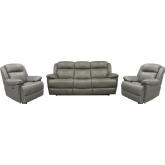 Eclipse Power Reclining Sofa & Two Recliners Set in Heron Beige Top Grain Leather