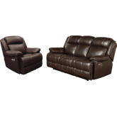Eclipse Power Reclining Sofa & Recliner Set in Florence Dark Brown Top Grain Leather