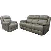 Eclipse Power Reclining Sofa & Recliner Set in Florence Heron Beige Top Grain Leather