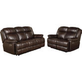 Eclipse Power Reclining Sofa & Loveseat Set in Florence Dark Brown Top Grain Leather
