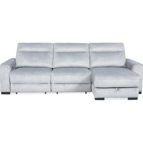 Elliot Sterling 3 Piece Lift Top Storage Sectional Sofa in Sterling Grey Velvet Fabric